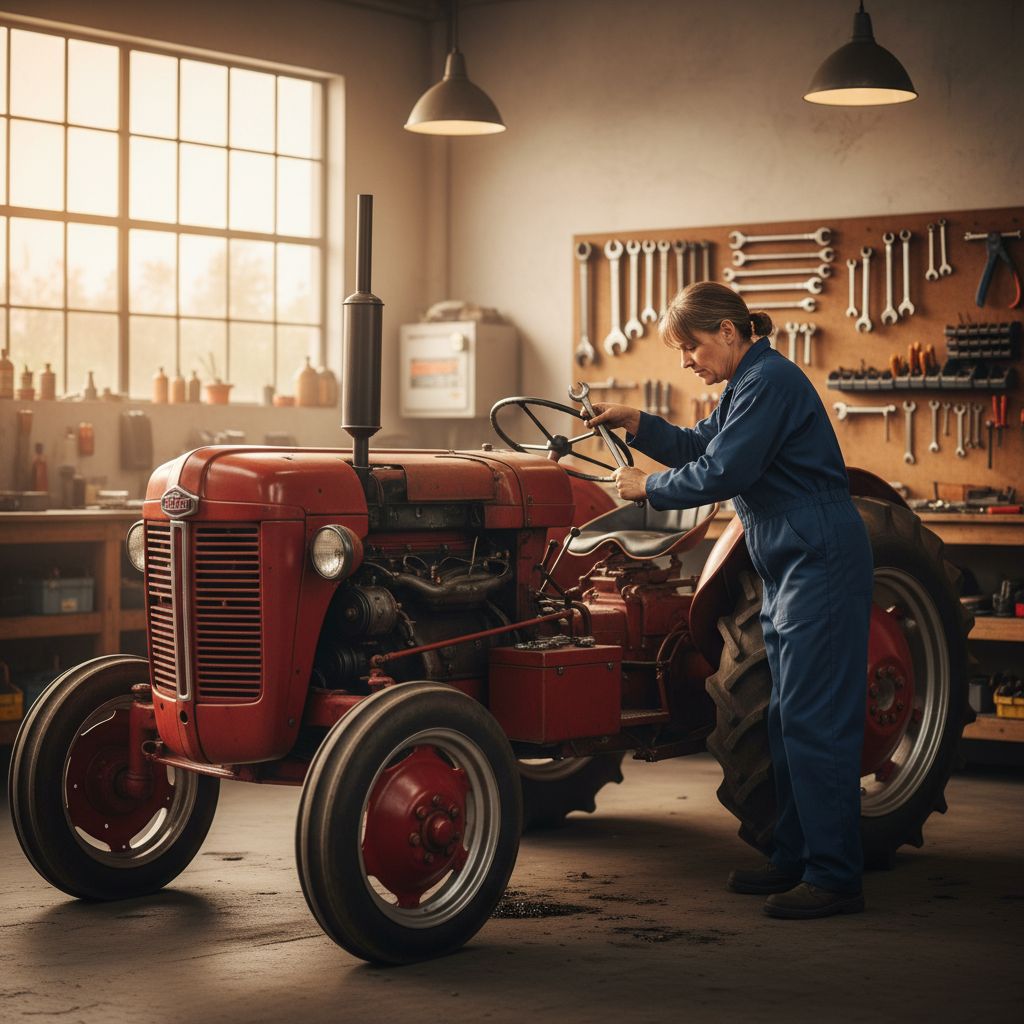 Un mécanicien agricole travaillant sur le moteur d