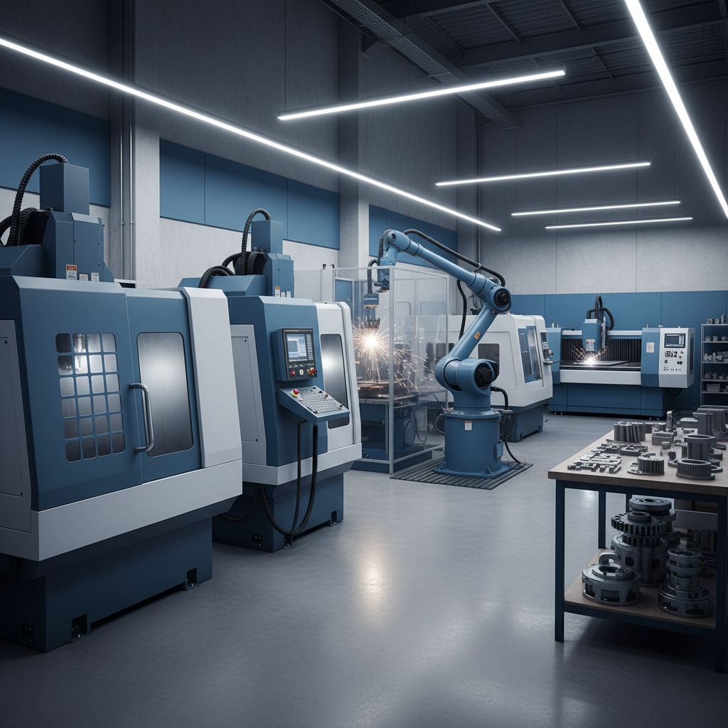 Un atelier de fabrication métallique moderne et bien éclairé de l