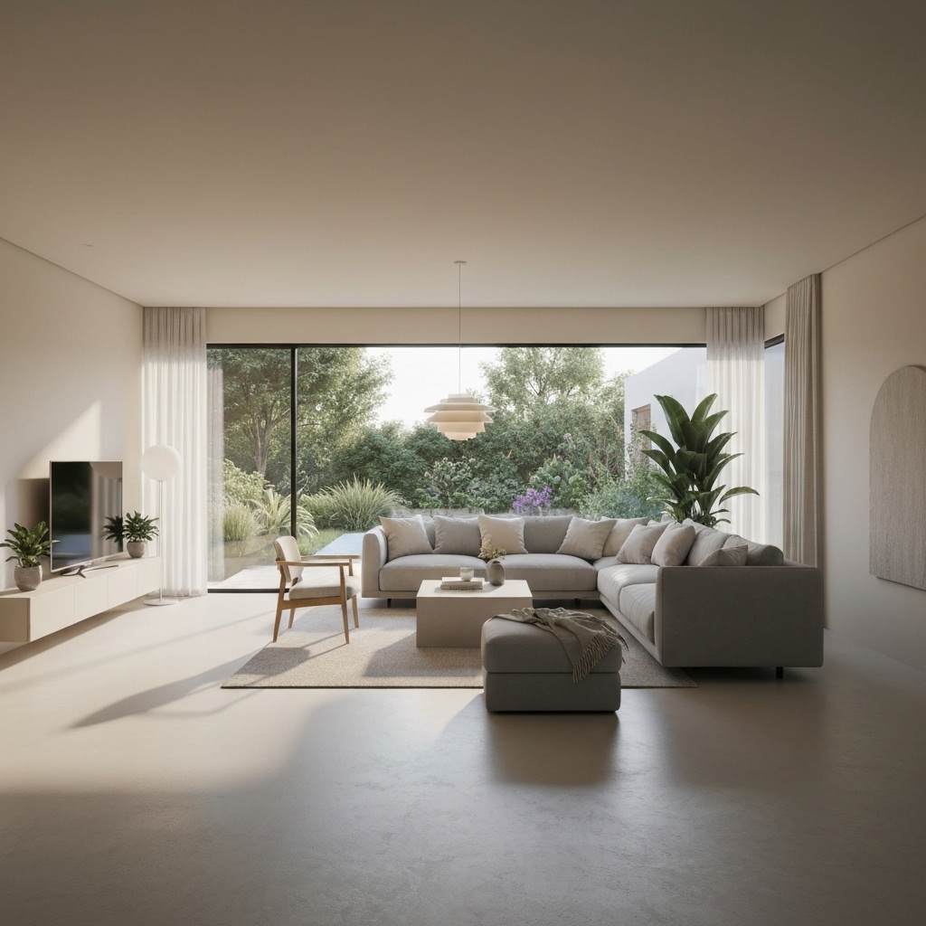A wide angle shot of a specialized lavender harvester working in a purple field under a bright sun in Provence