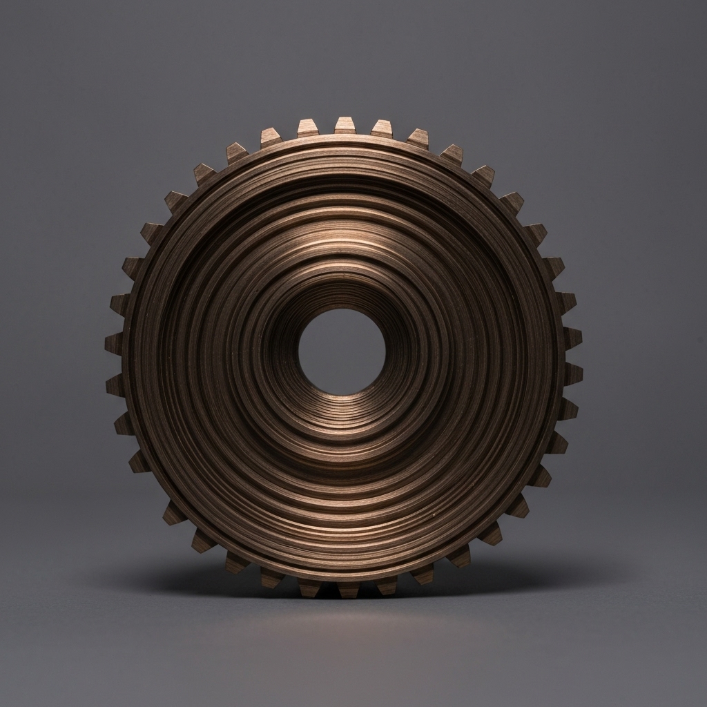 Close up of a custom metal gear fabricated for an agricultural tractor in a workshop environment