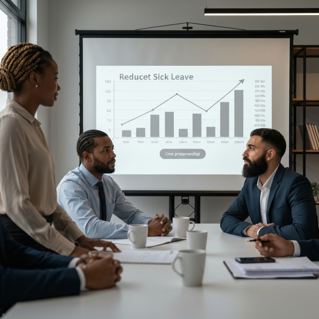 Graphique montrant la réduction des arrêts maladie et l