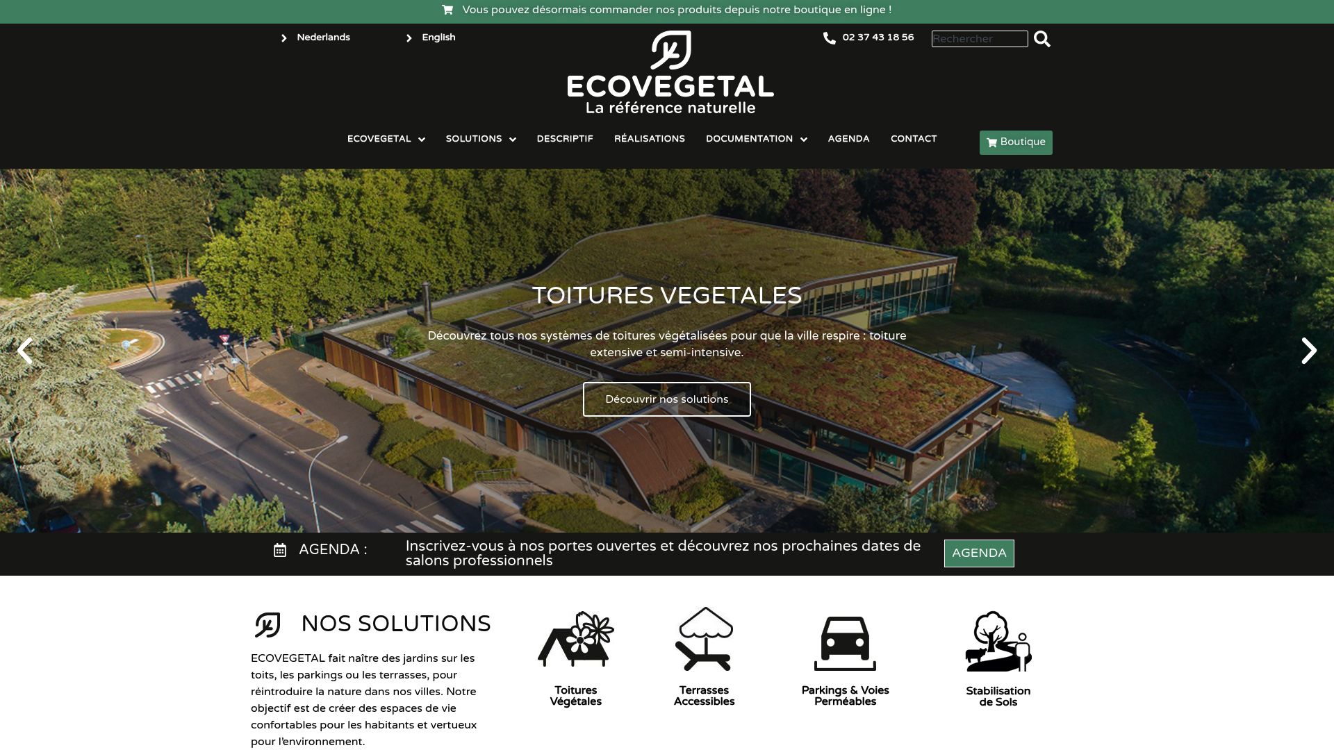Screenshot of the Ecovegetal website homepage showing green burial ground solutions