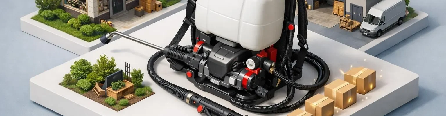 Image 3D isométrique d'une désherbeuse professionnelle. Découvrez où acheter votre modèle fiable et moderne.