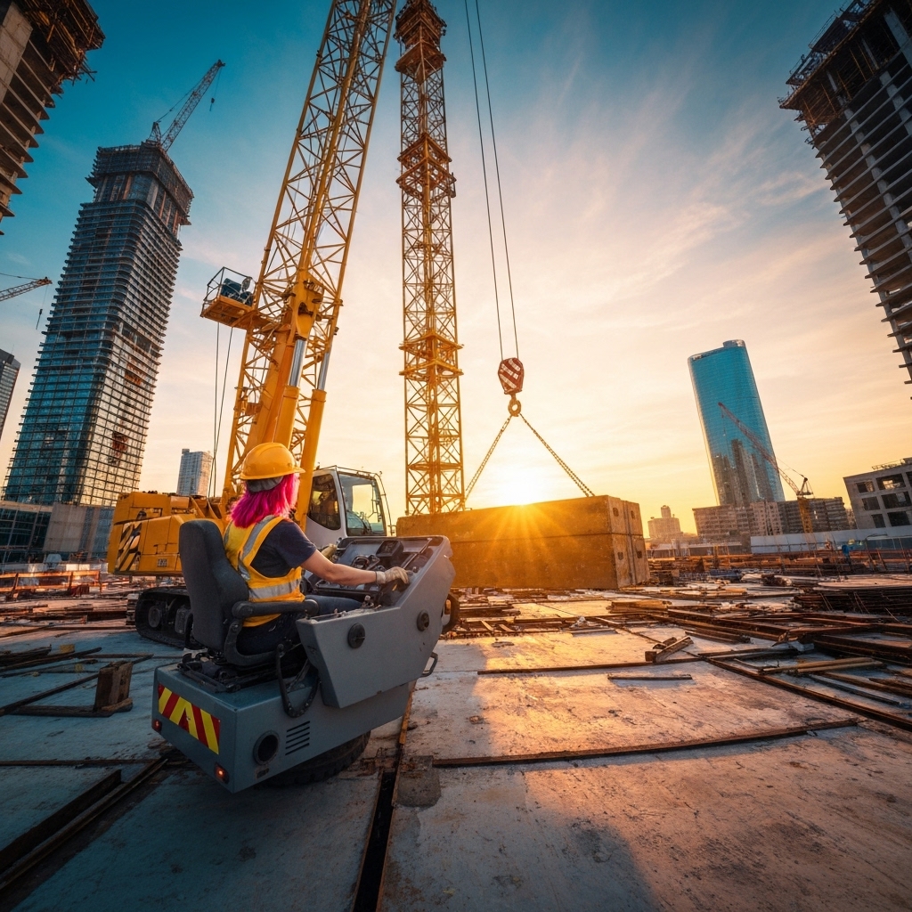Dynamic shot of a modern agricultural red tractor operating in a field, tossing earth, with motion blur on the wheels to show speed and work