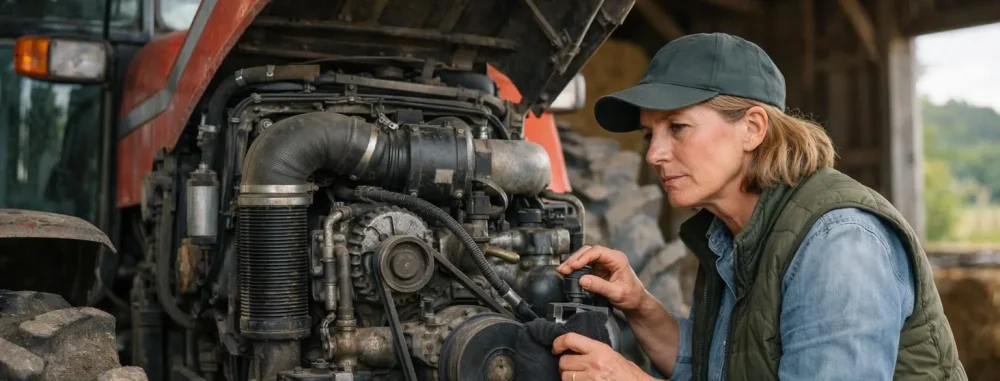 Matériel agricole d'occasion en Haute-Loire. Un agriculteur examine son acquisition via le bon coin 43.