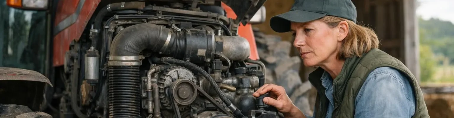 Matériel agricole d'occasion en Haute-Loire. Un agriculteur examine son acquisition via le bon coin 43.