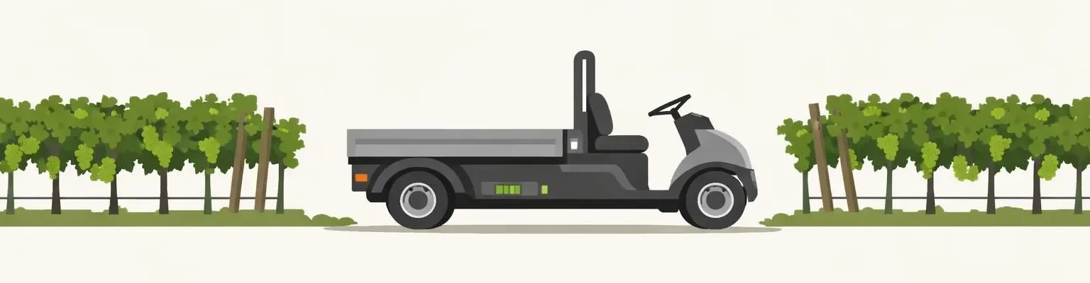 Chariot assistance électrique moderne pour vignes entre les rangs, révolution silencieuse du travail viticole.