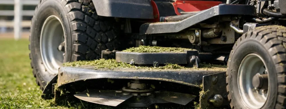 Matériel pour entretien parc équestre, tracteur tondeuse à gazon pour chevaux