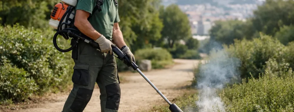"Désherbeuse thermique pour espaces verts à Marseille, utilisation pratique"