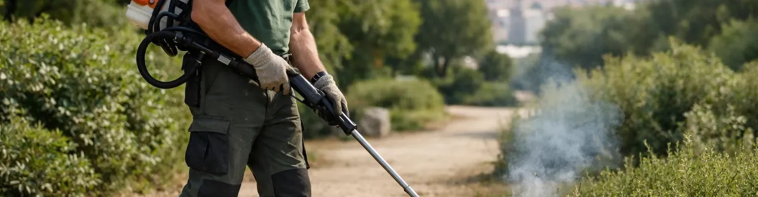 "Désherbeuse thermique pour espaces verts à Marseille, utilisation pratique"