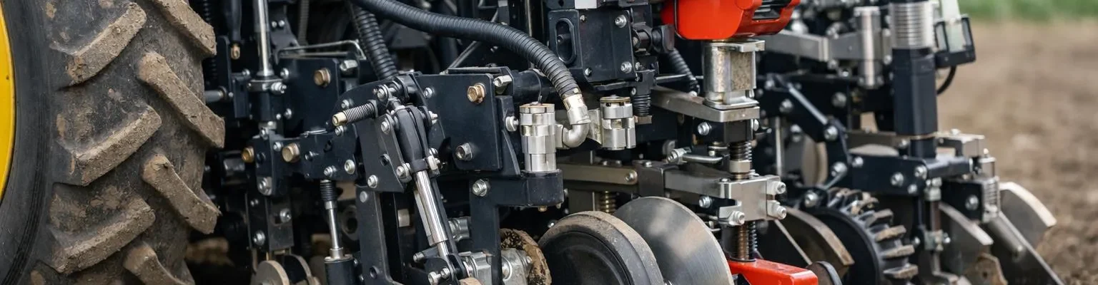 Matériel agricole innovant maraîchage, tracteur équipé d'outils de labour et de semis pour une culture efficace.