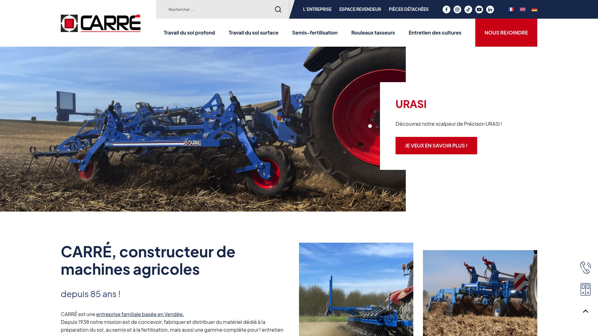 Screenshot of CARRE website illustrating their innovation process and partnership with farmers