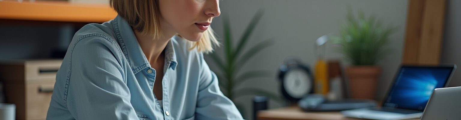 "Femme choisissant équipement industriel dans un atelier, pour le matériel adéquat."
