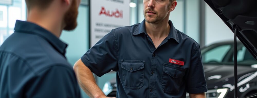Technicien Audi Aliantis présente services commerciaux à Chambourcy, Paris Ouest.