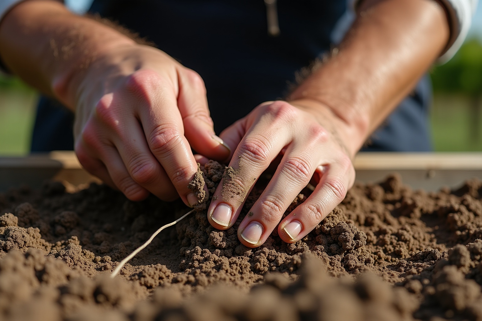 Mains plantant une graine dans le sol fertile.